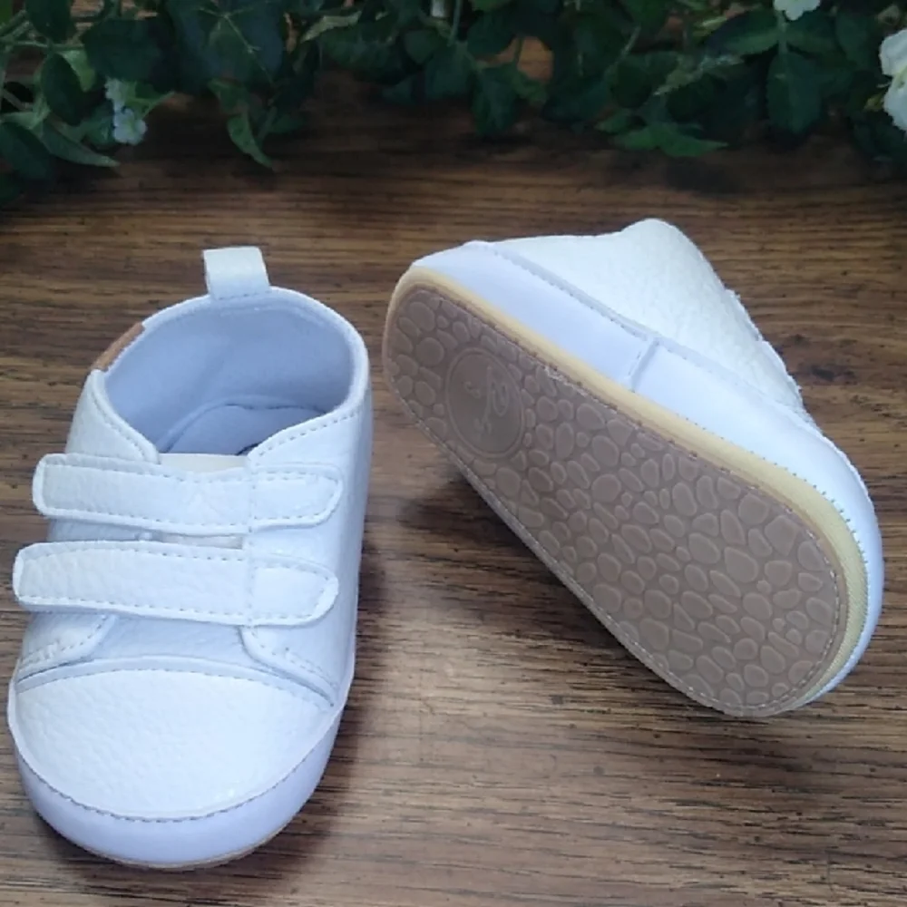 White Kids Shoes with Velcro Straps
